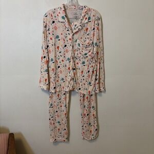 Peregrine Kids Bamboo Girls Pajama‎ Set Pink L Geometric PJs Soft Stretchy Girly